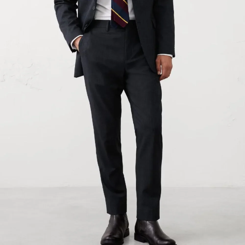 Banana Republic Men's Tailored-Fit Glen Plaid Trouser, Navy, 32x30, NWT